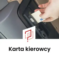 Dłoń wkłada kartę kierowcy do tachografu. To pwpw zwrot starej karty kierowcy.