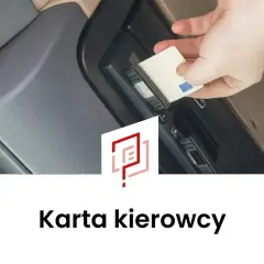 Dłoń wkłada kartę kierowcy do tachografu. Złożenie wniosku o kartę kierowcy jest kluczowe dla każdego kierowcy zawodowego.