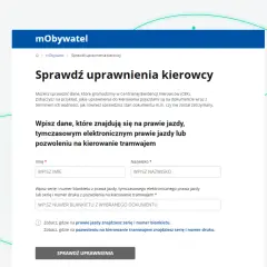 Strona mObywatel pozwala sprawdzić uprawnienia kierowcy. Wpisz dane z prawa jazdy, by zweryfikować ich ważność.