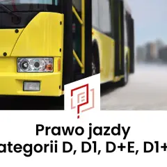 Prawo jazdy kategorii D, D1, D+E, D1+E – żółty autobus na drodze.