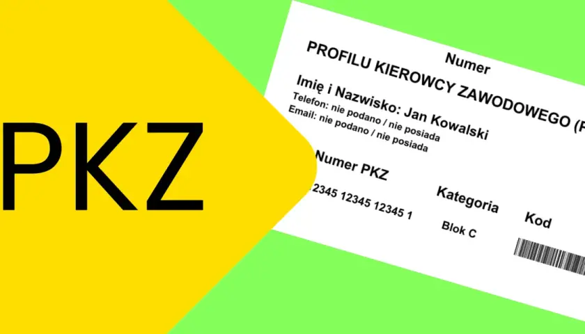 Profil kierowcy zawodowego (PKZ) Jana Kowalskiego, numer PKZ 2345 12345 12345 1, kategoria Blok C.