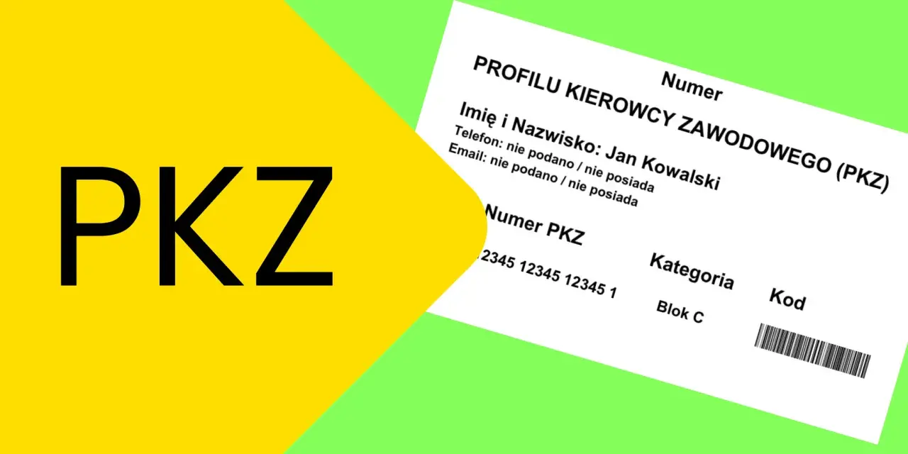 Profil kierowcy zawodowego (PKZ) Jana Kowalskiego, numer PKZ 2345 12345 12345 1, kategoria Blok C.