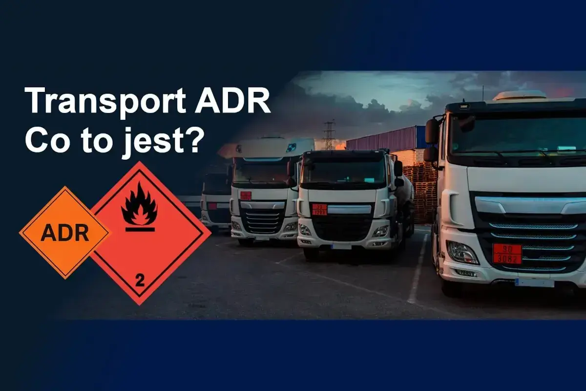 Ciężarówki z oznaczeniami ADR, symbolizujące transport materiałów niebezpiecznych. Dowiedz się, adr co to jest i jakie zasady obowiązują.