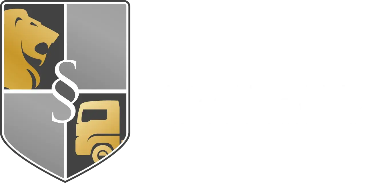 Herb z lwem, paragrafem i ciężarówką. sk1 gitd - symbol siły i prawa w transporcie.