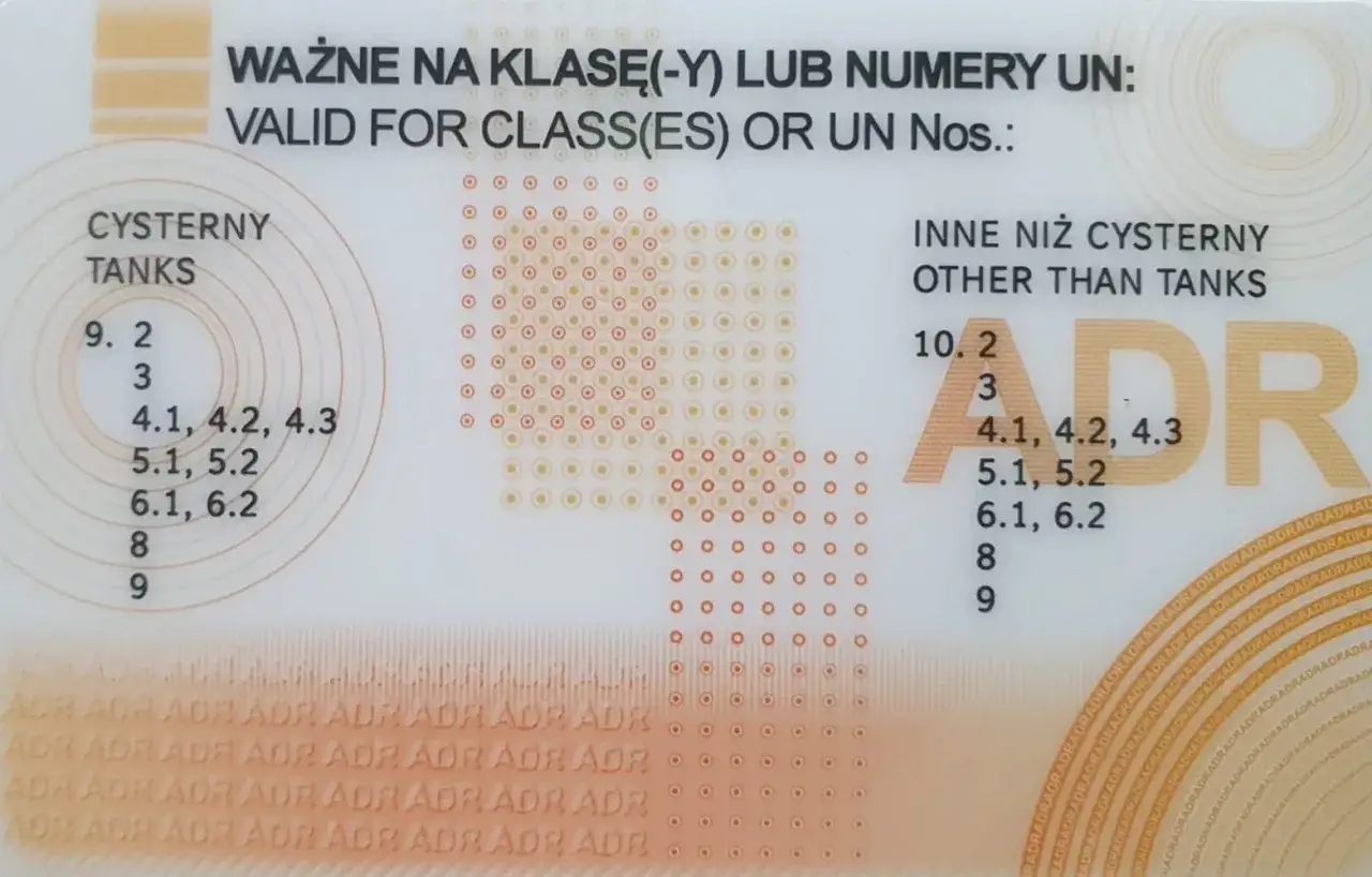 Podstawowe pytania i odpowiedzi dotyczące test&oacute;w ADR. Dokument zawiera klasy i numery UN dla cystern i innych pojazd&oacute;w.